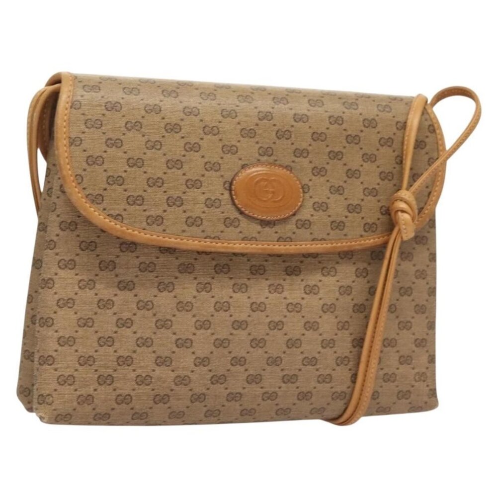 Authentic GUCCI Micro GG Supreme Shoulder Bag PVC Beige Gold 49 001 5548